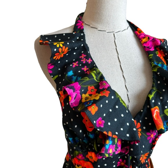 Vintage 60s 70s Sun Mates Hawaii Halter Mini Dress Hawaiian Aloha Floral NWT - Picture 4 of 9